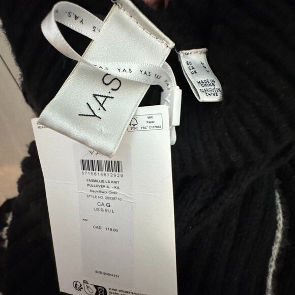 YAS high neck knitted jumper midi dress in black with contrast stitch - Picture 6 of 6